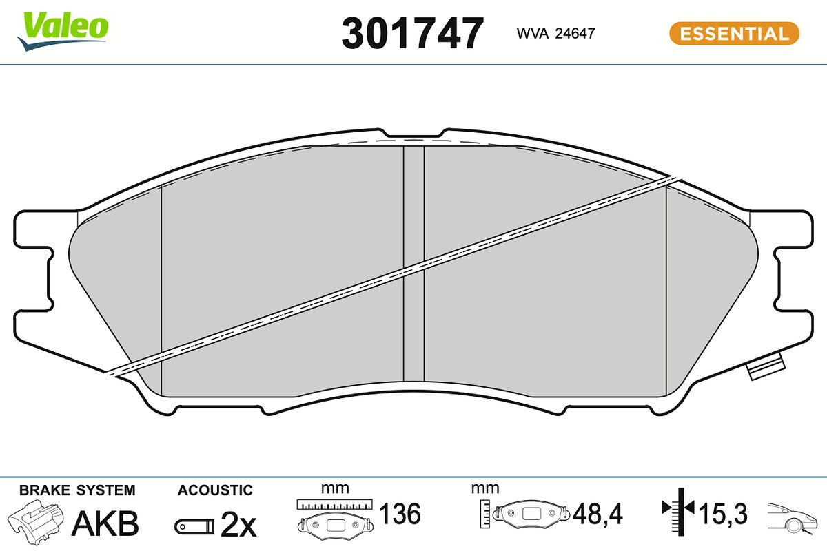 Jeu de 4 plaquettes de frein VALEO 301747